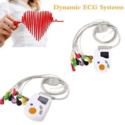  CONTEC TLC6000 Dynamic 24hours 12 Lead ECG/EKG Holter Monitor Alalyzer Software • £445