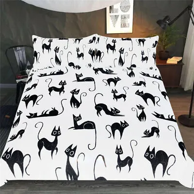 Kitty Cat Series Single Double Queen King Size Bed Quilt/Duvet Cover Set Linen • £12.39