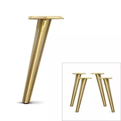 Slant Furniture Metal Legs Set Of 4 New Plated Brushed Brass 12  • $57.37