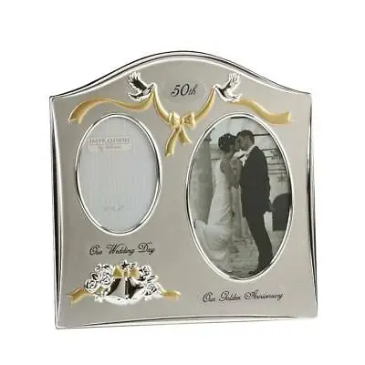 £14.99 • Buy Juliana Two Tone Silver Plated Wedding Anniversary Photo Frame - 50th Golden Ann