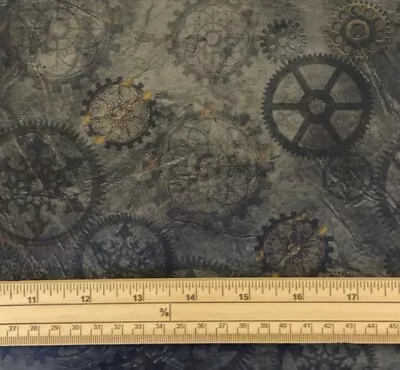 Fat Quarter Steampunk Halloween Black Cogs 100% Cotton Quilting Fabric • £4.20