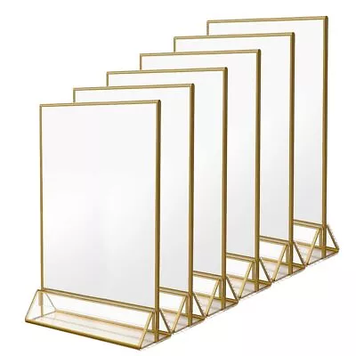 6Pack 8.5 X 11 Acrylic Sign Holder With Gold Frames And Vertical Stand Ideal... • $77.42