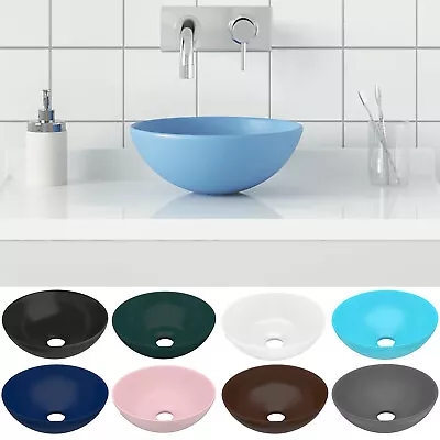 Counter Top Basin Coloured Ceramic Bathroom Sink Round Wash Bowl • £55.95