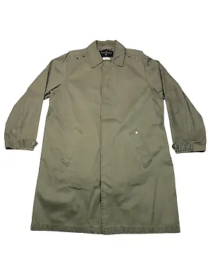 VTG Nautica Men’s Civvies Waxed Cotton Trench Coat Olive Military Green • Medium • $38.68