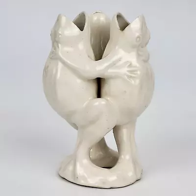 Vintage - White Ceramic 3 Three Dancing Hugging Frogs Vase - Made In Japan • $148.99