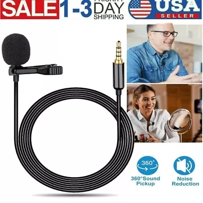 3.5mm Clip On Lavalier Lapel Microphone Hands Free Wired Condenser Mini Mic New • $2.99