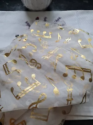 2 Sheer Scarfs Music Instruments - Light Blue And White Sheer With Gold  Notes • £6
