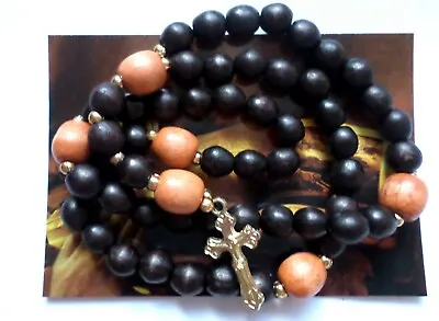 Wooden Prayer Rope 50 Knots Rosary Beads With Metal Cross Деревянные правосл • £5.78