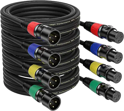 XLR Cables 25Ft 4 Packs - XLR Male To Female 3 Pins Balanced Microphone Cable • $53.99