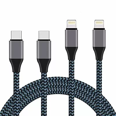 $32.63 • Buy USB C To Lightning Cable, 2 Pack 2m(6ft) Nylon Braided MFi Certified IPhone Char