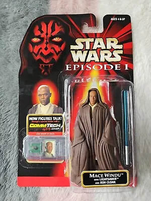 1998 Hasbro Star Wars Episode 1 Mace Windu Action Figure With Lightsaber NEW • $8.95