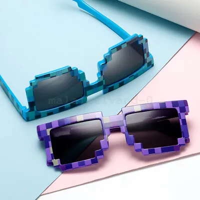 Cosplay Pixelated Mosaic Glasses Party Glasses Shades Gamer Robot Sunglasses AUS • $14.61