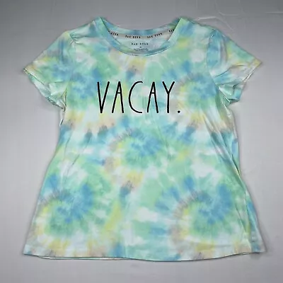 Rae Dunn T Shirt Womens Medium Tie Dye Top Short Sleeve Crew Neck Tee Vacay • $9.59