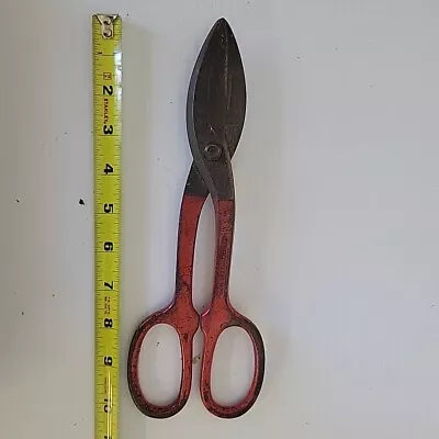 Vintage Sears Tin Snips 45430 Red Handles Drop Forged USA 10.5  • $11.99