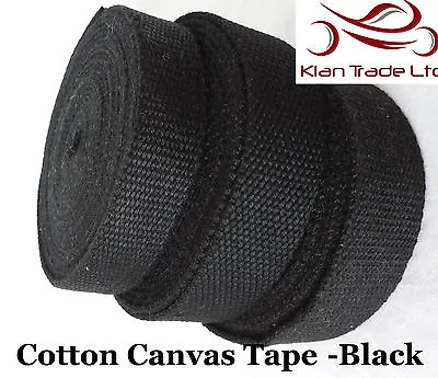 Cotton Canvas Thick Webbing Belt Fabric Strap DIY Bag Making-  Black Color • £6.59