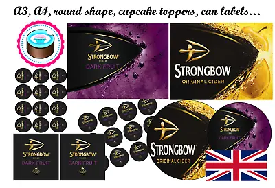 Edible Cupcake Topper Strongbow Labels Cake Toppers  Icing Or Wafer Card • £5.49