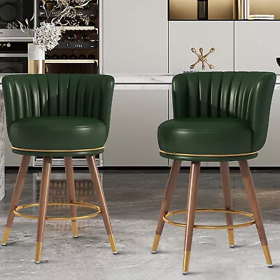 Swivel Counter Stools 27  Bar Stools Modern Upholstered Barstools 2Pcs Kitchen • $189.99