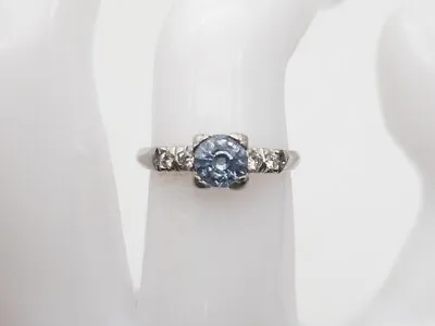 Antique 1920s $3000 1.50ct Ceylon BLUE Sapphire Diamond Platium Ring • $750