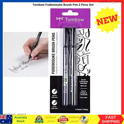 Tombow Fudenosuke Brush Calligraphy Brush Pen 2 Pens Set | FREE SHIPPING NEW AU • $16.95