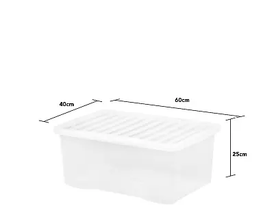 Clear Plastic Container 45 Litres Large Stackable Storage Box With Lid - UK Made • £11.99