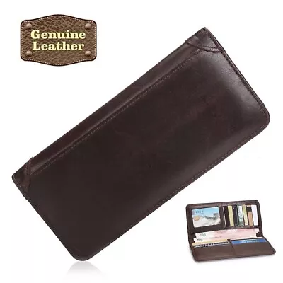 $16.95 • Buy Hot Men's Genuine Leather Long Wallet Bifold Money Card Holder Clutch Purse Slim