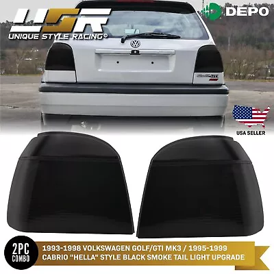 EURO Hella Style BLACK SMOKE Rear Tail Light For 93-99 VW Golf GTi 3 Mk3 III • $84.96