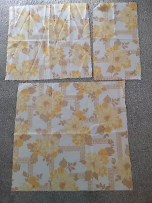 VINTAGE 1960 UNUSED 55x50 & 45x45 & 46x25 Sunflower Yellow HABERDASHERY FABRIC • £4.99