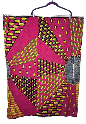 Veritable Dutch Wax Hollandais VLISCO 64”x 44” Pink African Print Textile • $24.99