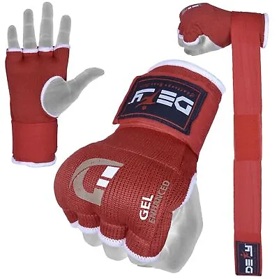 Gel Padded Inner Gloves With Hand Wraps MMA Muay Thai Boxing Bandage Fight Red • $7.99