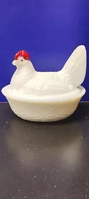 Vintage Westmoreland Milk Glass - Hen On Nest - Farm Decorative Covered Dish  • $14.95