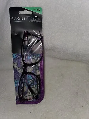 Magnivision By Foster Grant +1.50 Reading Glasses With Case Purple • $15