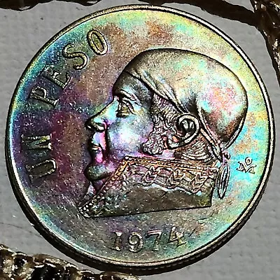 Exquisite Toned Mexico 1974 Un Peso José María Morelos Pavon Moneda Mexican Coin • $18