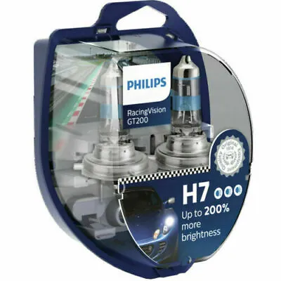 Philips Racing Vision GT200 +200% H7 Headlight Bulbs (Twin) 12972RGT200 • $29.60