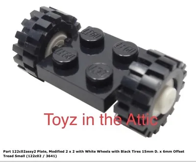 Lego 1x 122c02assy2 Small Black Plate Modified 2 X 2 With White Wheels Futuron • $10.17