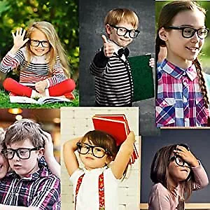 Kids Nerd Glasses Clear Lens Geek Fake Eyeglasses For Girls Boys Eyewear Age • £4.99