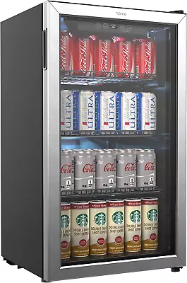£266.62 • Buy Beverage Refrigerator And Cooler - 120 Can Mini Fridge With Glass Door For Soda 