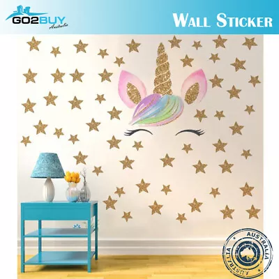 DIY Wall Sticker Unicorn Golden Stars Art Vinyl Wall Decals Home Room Decor • $8.99