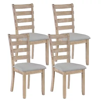 Dining Chairs Set Of 4 Wooden Kitchen Chairs Upholstered Chair With Ladder Back • $299.99