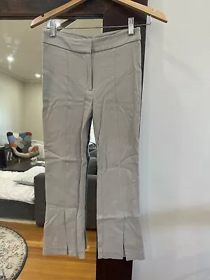 Viktoria And Woods Taupe Pant Size 0 Hem Front Slit Stretch Skinny Flare AU 6 • $35