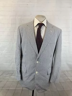 SEERSUCKER Brooks Brothers Men's White Blue Striped Cotton Suit 42R 34X30 $1195 • $130.02