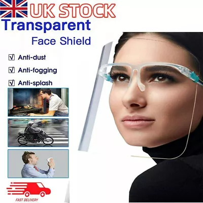 Face Shield Full Face Visor Protection Mask Ppe Shield Clear Plastic Transparent • £12.99