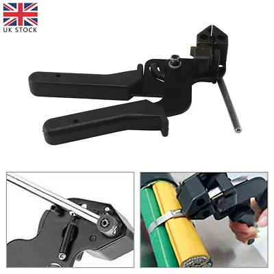 Stainless Steel Metal Cable Tie Fasten Gun Pliers Crimper Tensioner Cutter Tool • £16