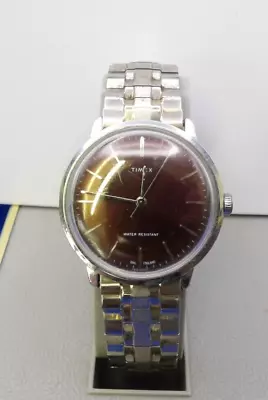 Vintage 1970s Timex Marlin Mechanical Handwind Men's Watch Maroon Dial Working • $8.50