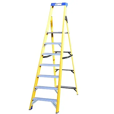 Fibreglass Step Ladder With Platform - EN131 Professional - Electricians Ladders • £124.99