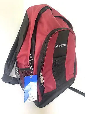 Everest Backpack Front And Side Pockets Burgundy Red & Black School NEW NWT • $10.88