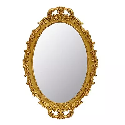 Tstarer Vintage Decorative Gold Framed Mirror Small Oval Wall Hanging Mirror - • $22.07