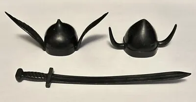 Vintage Marx Erik & Odin Viking Helmets & Sword Action Figure Accessories • $12.99
