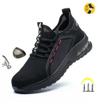 Zapatillas De Trabajo Con Puntera De Acero Para Hombre Zapatos De Seguridad Mens • $53.99
