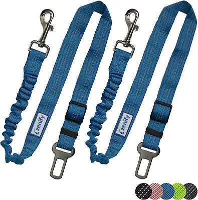 Zenify Dog Car Seat Belt Extendable Lead (2 Pack) - Bungee Leash For Dogs Puppie • $25.59