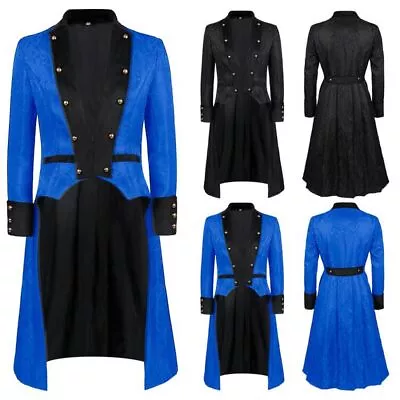 Stylish Steampunk Vintage Uniform Standi Collar Coat For Men Gothic Dress Jacket • $57.28
